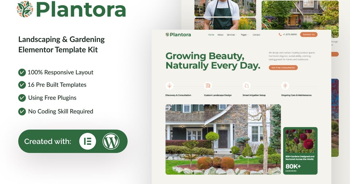 Plantora - Landscaping & Gardening Elementor Template Kit - Nulled Download - EmpireGPL