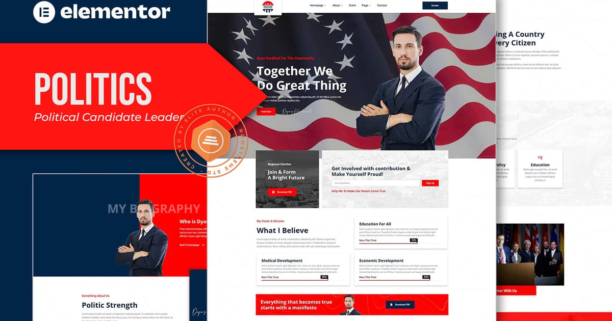 Politics - Political Candidate Leader Elementor Template Kit - Nulled Download - EmpireGPL