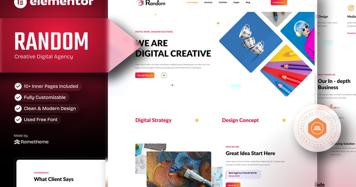 Random - Creative Digital Agency Elementor Template Kit - Nulled Download - EmpireGPL