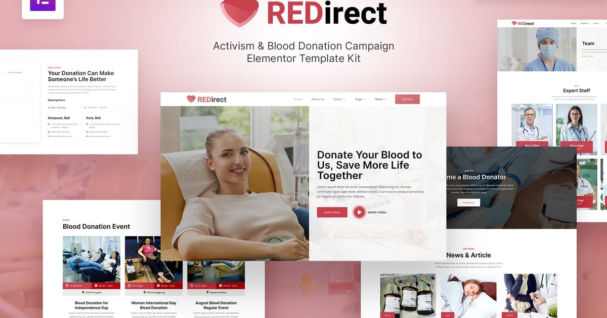 Redirect – Blood Donation Campaign & Activism Elementor Template Kit – Nulled Download – EmpireGPL