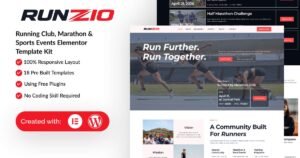 Runzio - Running Club, Marathon & Sports Events Elementor Template Kit - Nulled Download - EmpireGPL