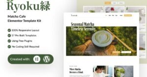 Ryoku - Matcha Cafe Elementor Template Kit - Nulled Download - EmpireGPL