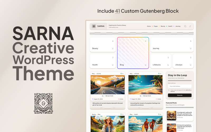 Sarna - Creative WordPress Block Theme for Content Creators WordPress Theme - Nulled Download - EmpireGPL