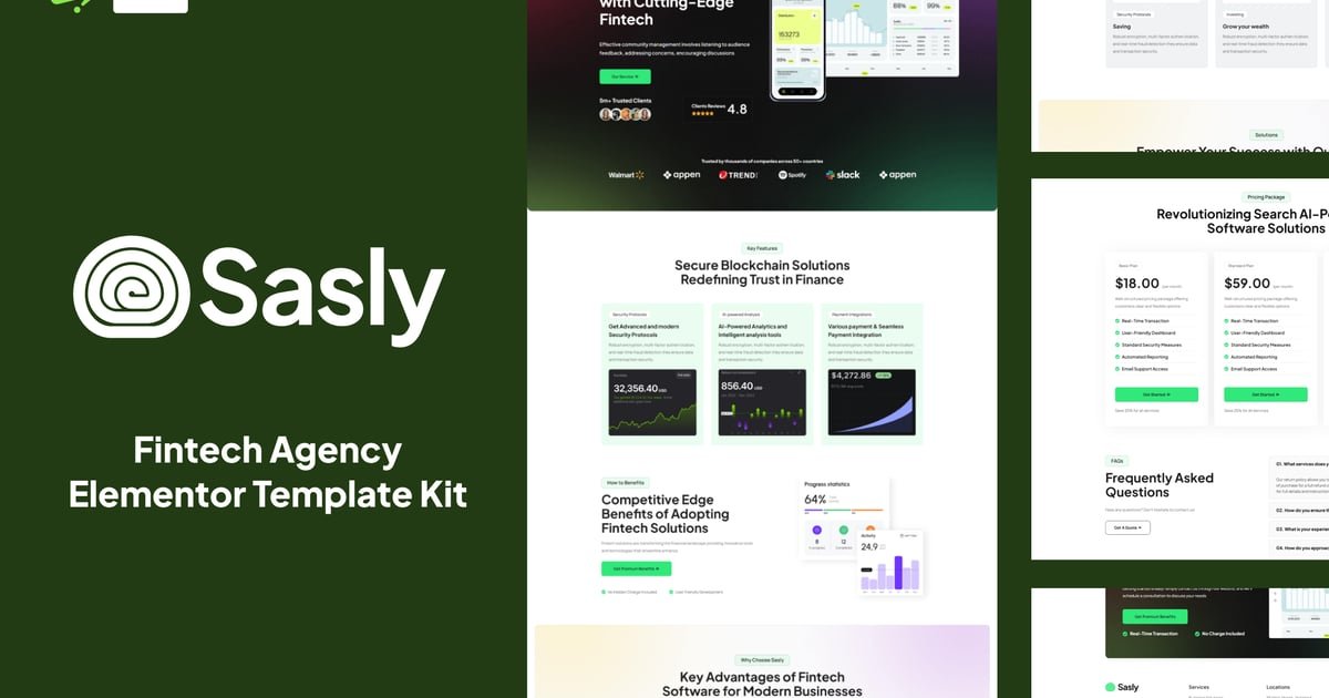 Sasly – Fintech Agency Elementor Template Kit – Nulled Download – EmpireGPL