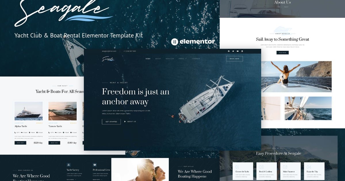 Seagale - Yacht Club & Boat Rental Elementor Template Kit - Nulled Download - EmpireGPL