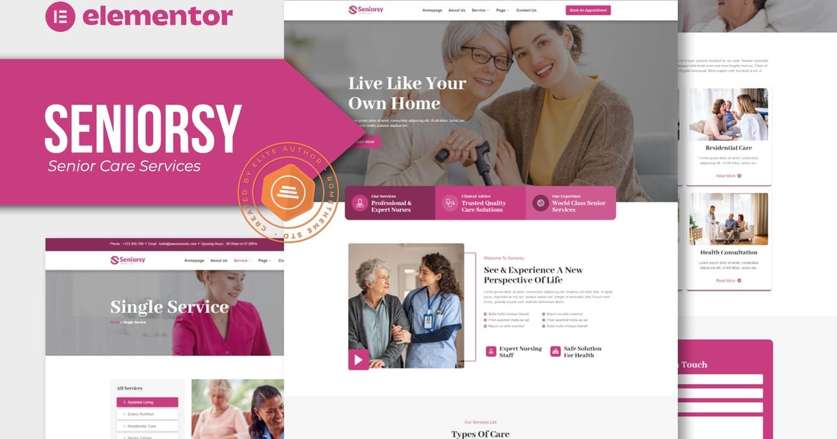 Seniorsy - Senior Care Services Elementor Template Kit - Nulled Download - EmpireGPL