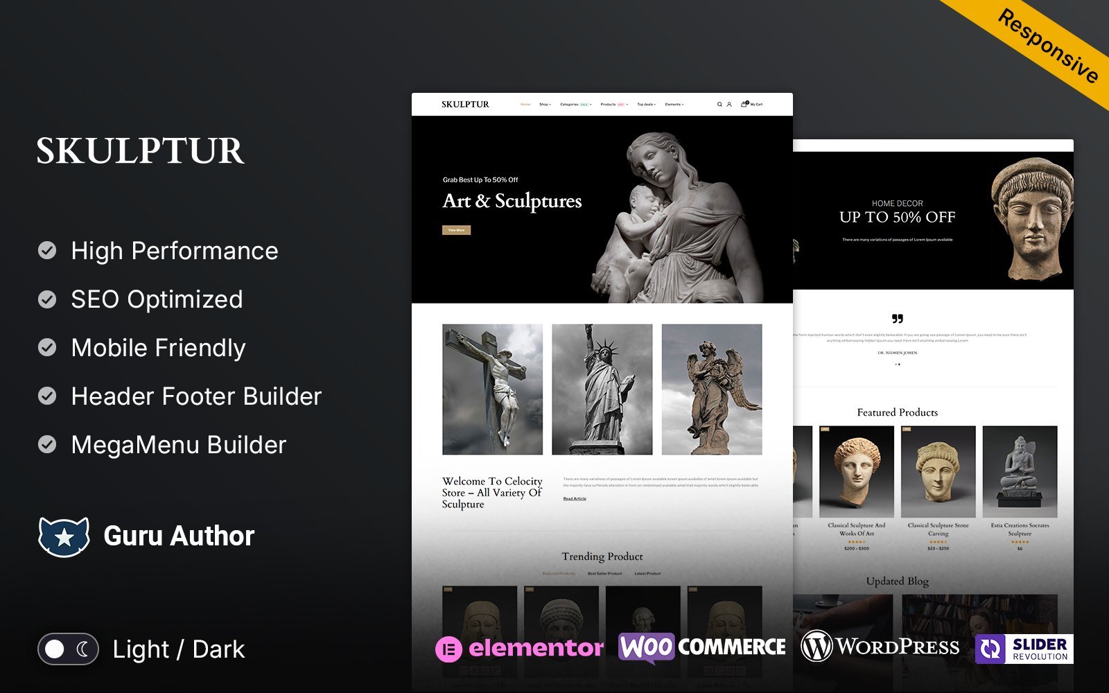 Skulptur - Art and Sculpture Store WooCommerce Elementor Responsive Theme WooCommerce Theme - Nulled Download - EmpireGPL