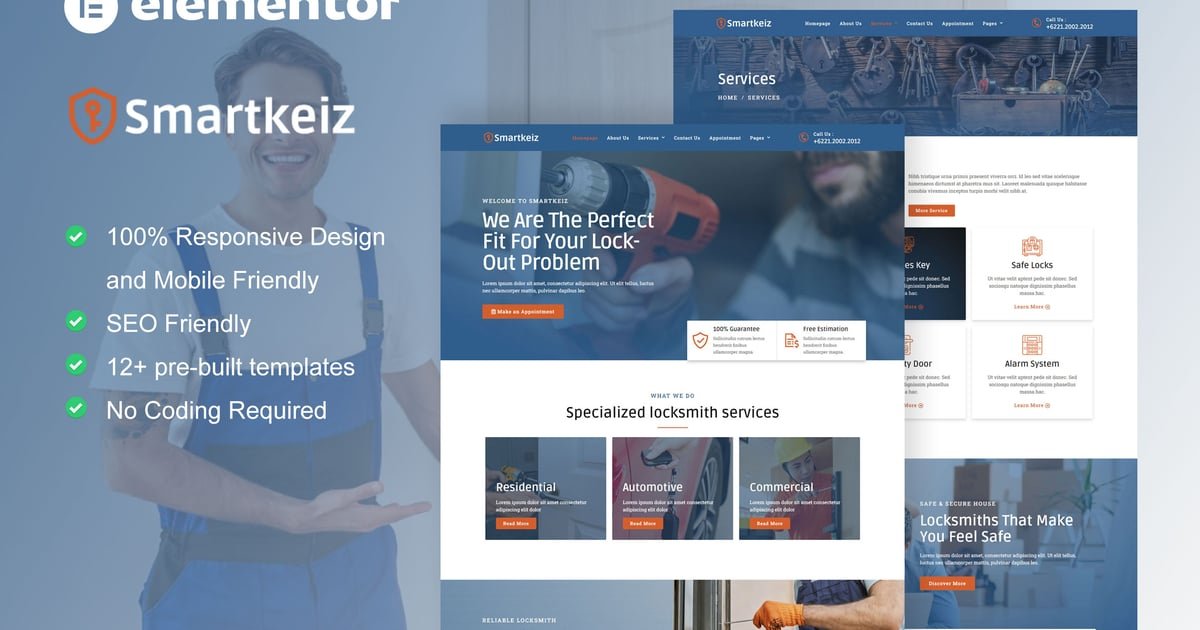 Smartkeiz – Locksmith Service Elementor Template Kit – Nulled Download – EmpireGPL