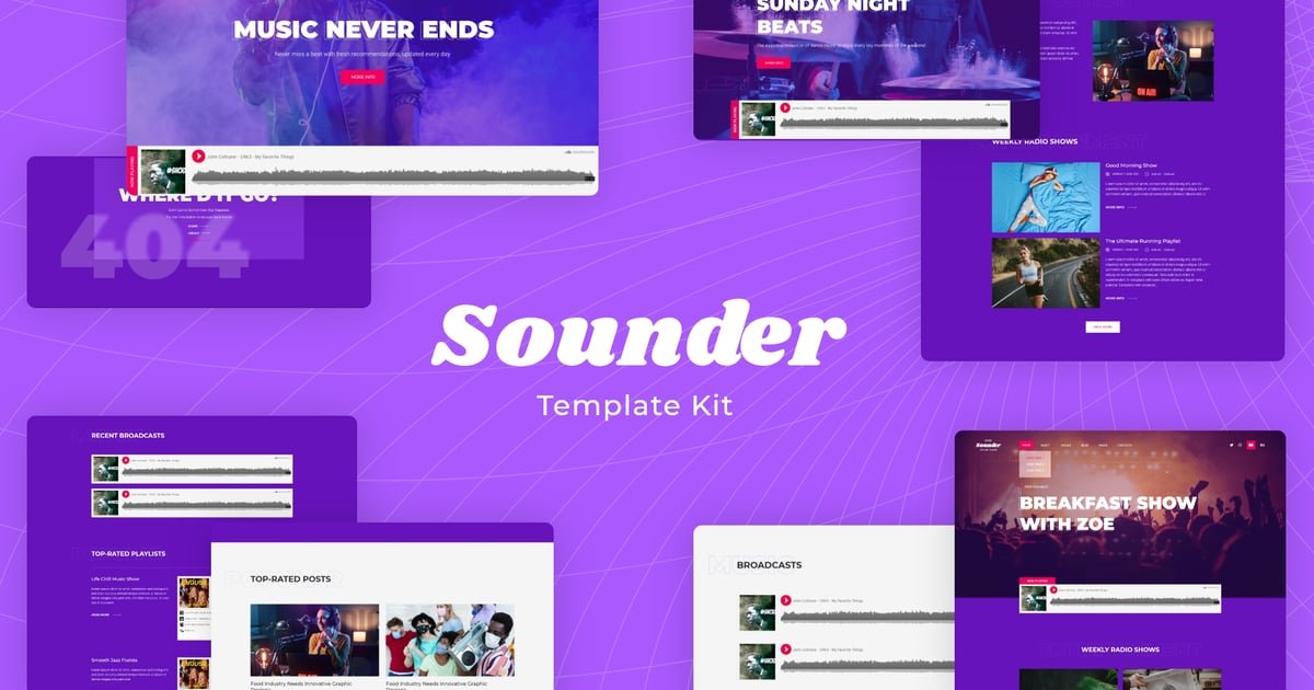 Sounder | Internet Radio & Streaming Elementor Template Kit – Nulled Download – EmpireGPL