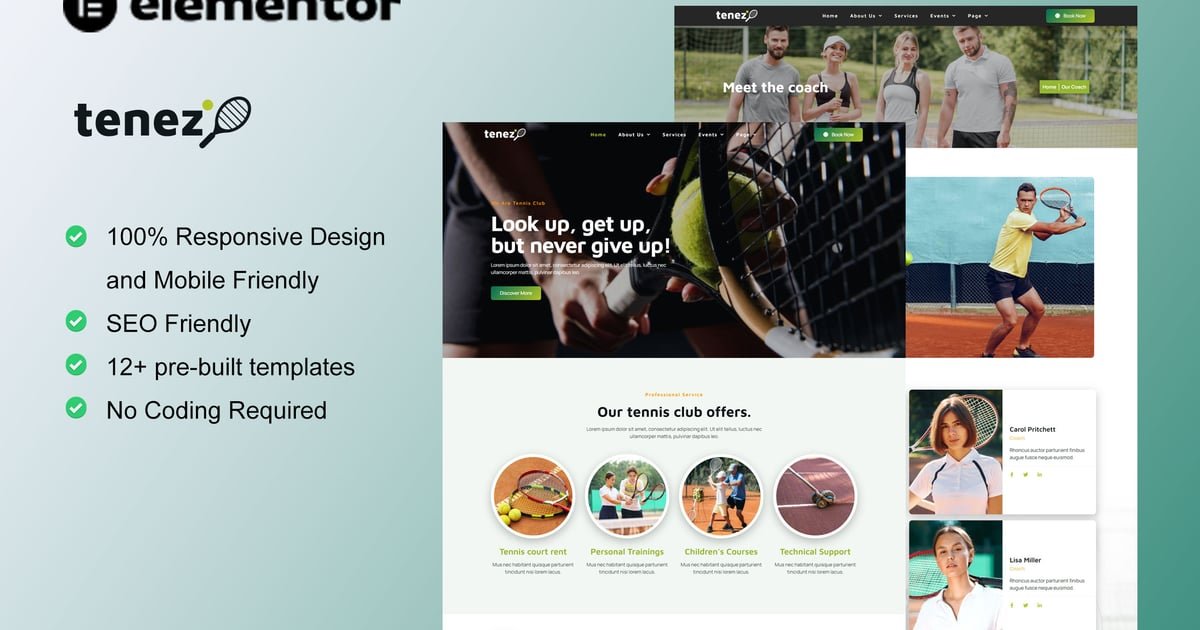 Tenez - Tennis School & Club Elementor Template Kit - Nulled Download - EmpireGPL