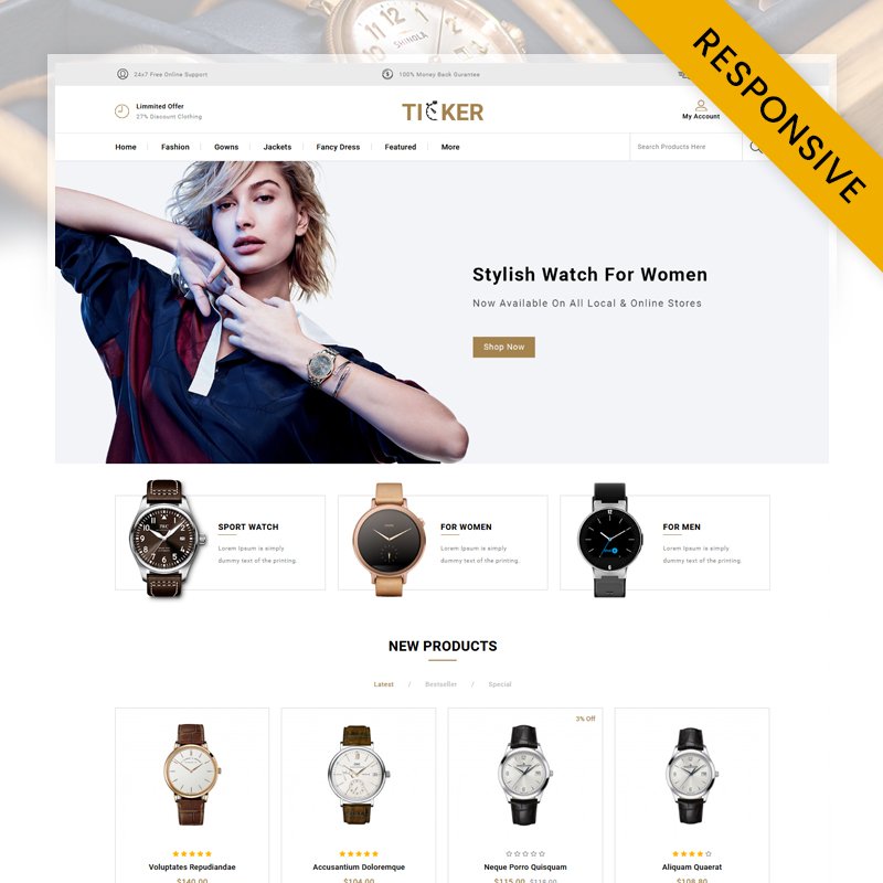 Ticker – Watch Store OpenCart Responsive Template OpenCart Template – Nulled Download – EmpireGPL