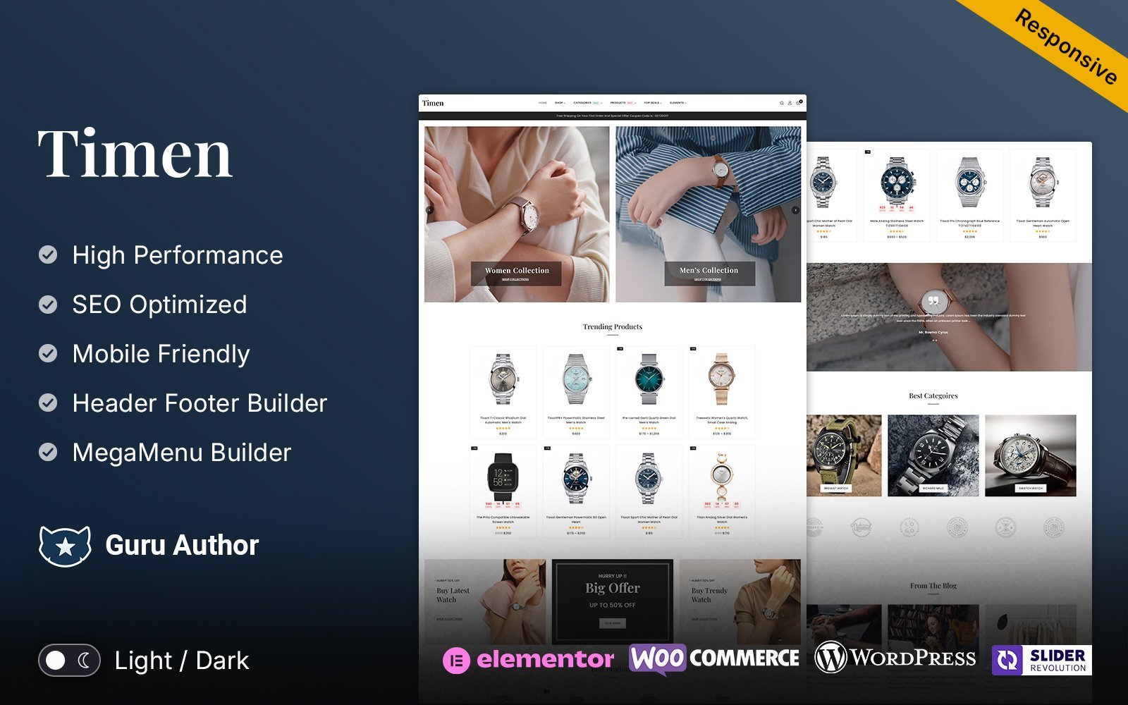 Timen - Watch and Jewelry and Fashion Multipurpose Elementor WooCommerce Theme - Nulled Download - EmpireGPL
