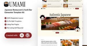 Umami - Japanese Restaurant & Sushi Bar Elementor Template Kit - Nulled Download - EmpireGPL