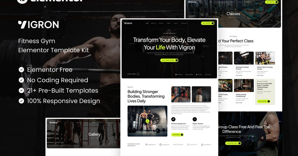 Vigron - Fitness Gym Elementor Template Kit - Nulled Download - EmpireGPL