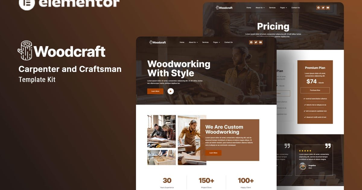 Woodcraft – Carpenter & Craftsman Elementor Template Kit – Nulled Download – EmpireGPL