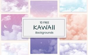 10 Free Kawaii Backgrounds Collection | Extended License