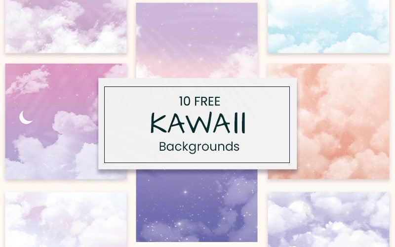 10 Free Kawaii Backgrounds Collection | Extended License