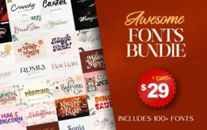 100+ Awesome Fonts Bundle | Extended License