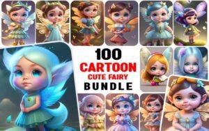 100+ Cute Cartoon Fairy Images Bundle | Extended License