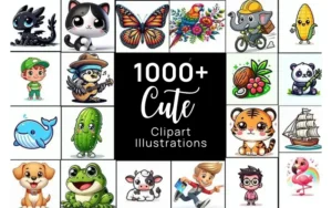1000+ Cute Clipart Illustrations Bundle | Extended License
