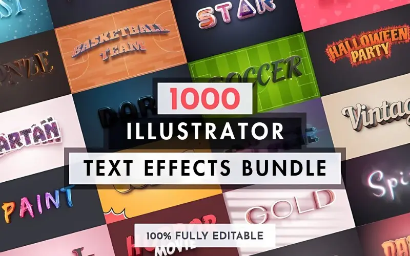 1000 Illustrator Text Effects Bundle | Extended License