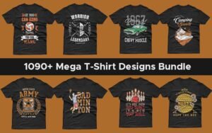 1090+ Mega T-Shirt Designs Bundle | Print on Demand License