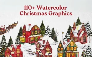110+ Watercolor Christmas Graphics Bundle | Extended License