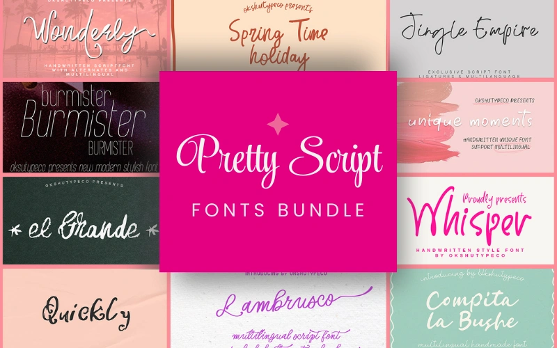 12-in-1 Pretty Script Fonts Bundle | Commercial License