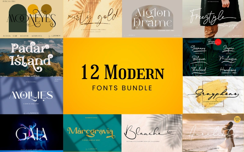 12 Modern Fonts Bundle | Commercial License