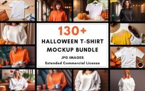 130+ Halloween T-Shirt Mockup Bundle - JPG Format | Extended License