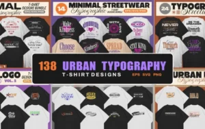 138 Urban Typography T shirt Designs | Extended Commercial License