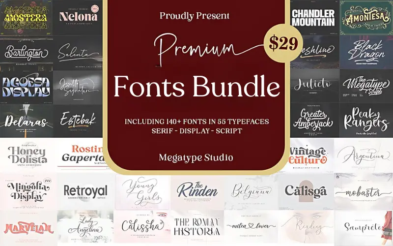 143 Premium Fonts Bundle | Extended License