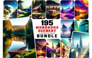 195 Wondrous Scenery Illustration Images Bundle | Extended Commercial License