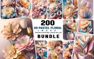 199+ 3D Pastel Floral Images Bundle - Extended License