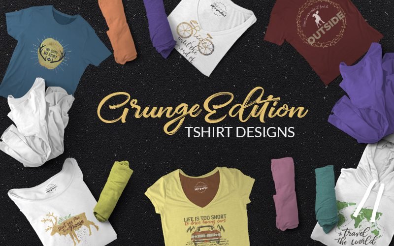 20 Free Grunge Edition T-shirt Designs | Extended License