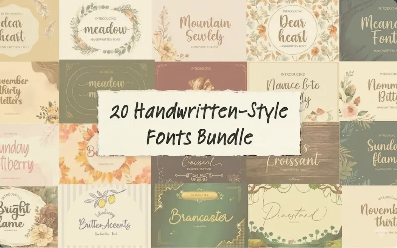 20 Handwritten-Style Fonts Bundle | Commercial License