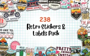 200+ Retro Stickers and Labels Pack | Extended Commercial License