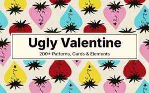 200+ Ugly Valentine Patterns, Cards & Elements | Extended License