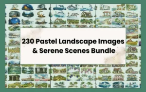 230 Pastel Landscape Images & Serene Scenes Bundle | Commercial License