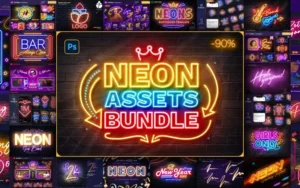 250+ Neon Effect Photoshop Templates Bundle - Extended License