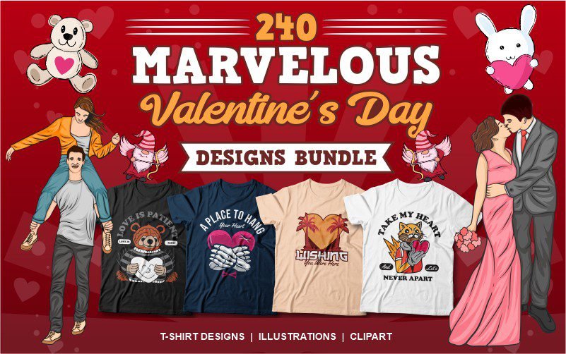 250 Valentine’s Day Designs Bundle | Extended License