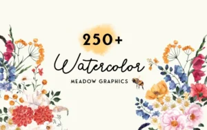 250+ Watercolor Meadow Graphics | Extended License