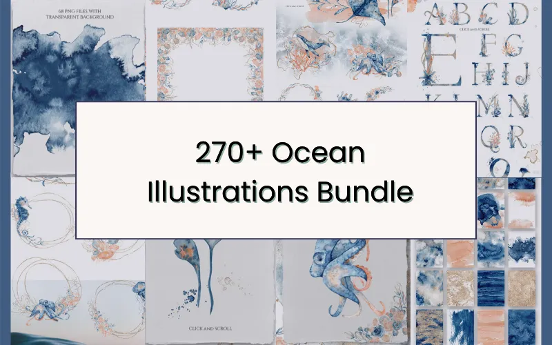 270+ Ocean Illustrations Bundle | Extended Commercial License