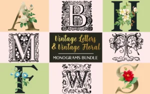 2800+ Vintage Letters & Vintage Floral Monograms Bundle | Extended License