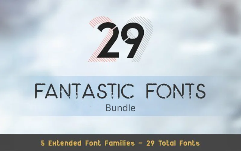 29 Fantastic Fonts Bundle - 5 Extended Font Families | Commercial License