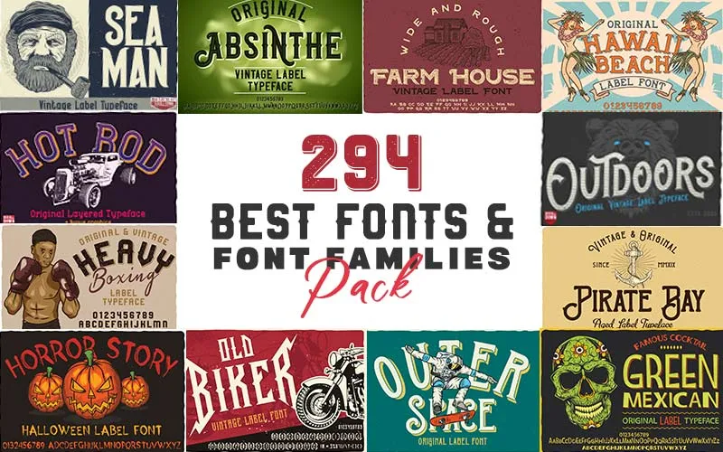 294 Best Fonts & Font Families Bundle | Extended License