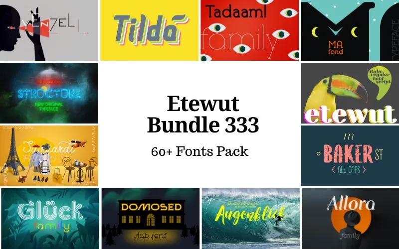 300+ Fonts Pack - Etewut Bundle | Extended License