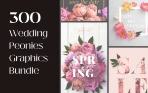 300 Wedding Peonies Graphics Bundle | Commercial License