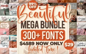 350+ Beautiful Fonts Bundle | Extended License
