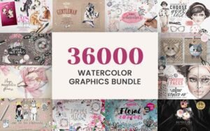 36,000 Watercolor Graphics Bundle | Extended License